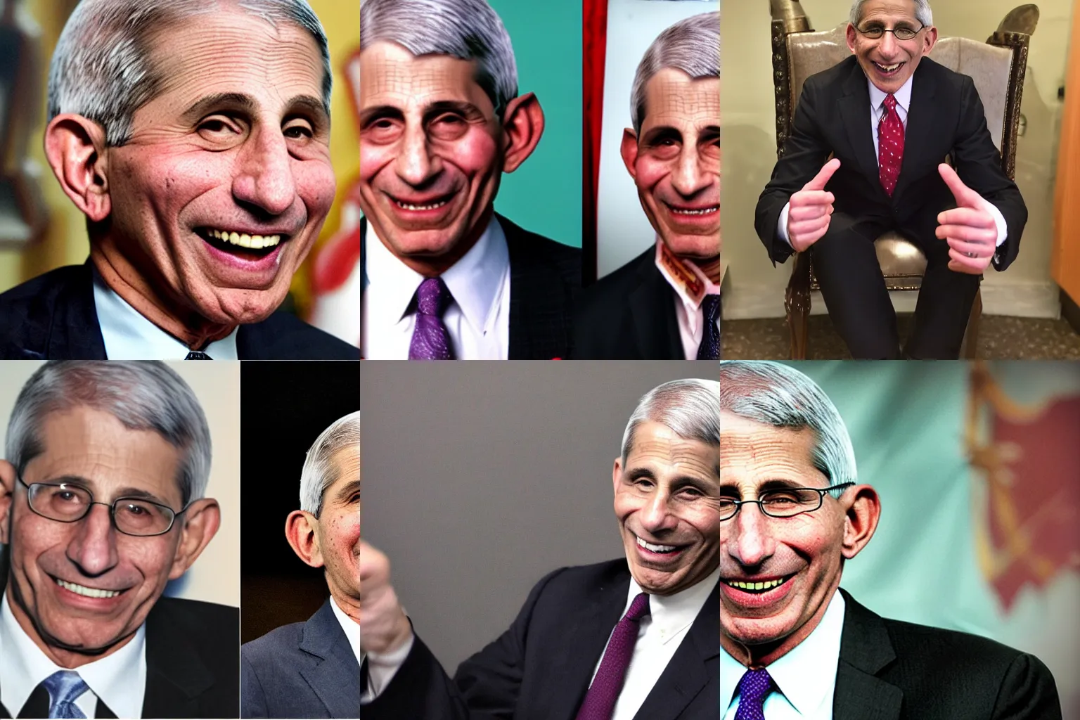 Prompt: anthony fauci antichrist, devil horns, evil, satanic, smiling, conspiracy theory