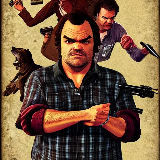 Prompt: jack black gta 5 artwork, highly detailed, classic pose