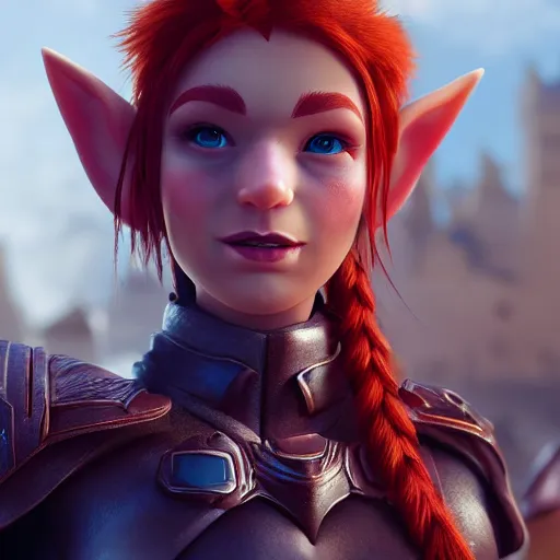 Prompt: beautiful redhead elf, clash royal style characters, unreal engine 5, octane render, detailed, cinematografic, cinema 4 d