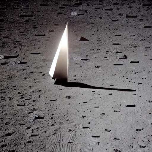 Image similar to A Giant Metallic Obelisk on the moon