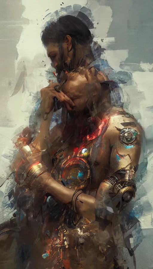 Image similar to portrait of a digital shaman, by ruan jia
