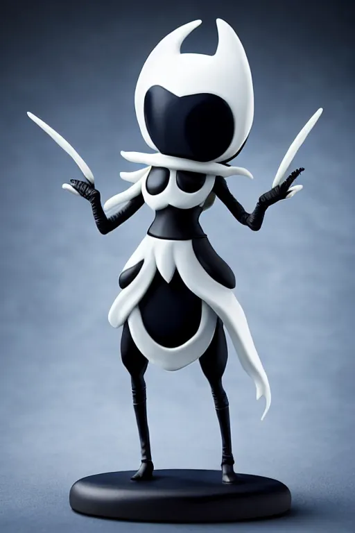 Prompt: still figurine of hollow knight, official store photo, commercial photo, featured on amiami, 8 k, 8 5 mm, f. 1 4, beautiful composition