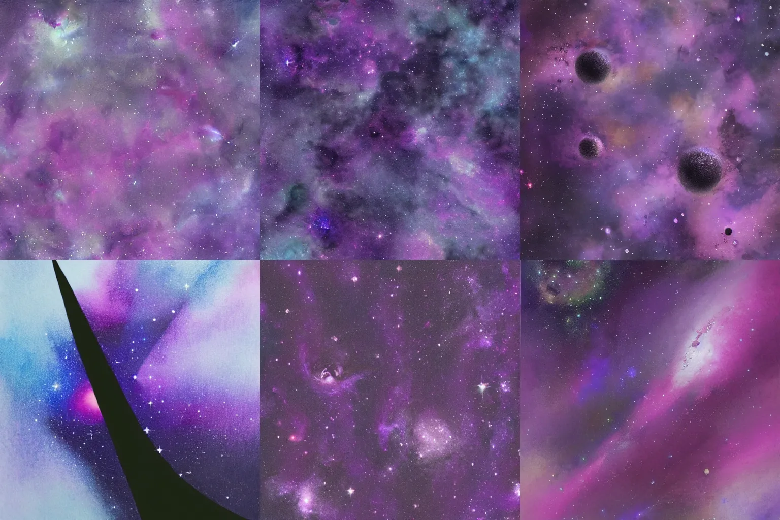 Prompt: Space, galaxy, dark purple, Jia Ruan