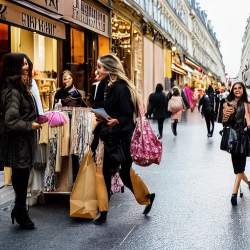 Prompt: women shoping in paris streets