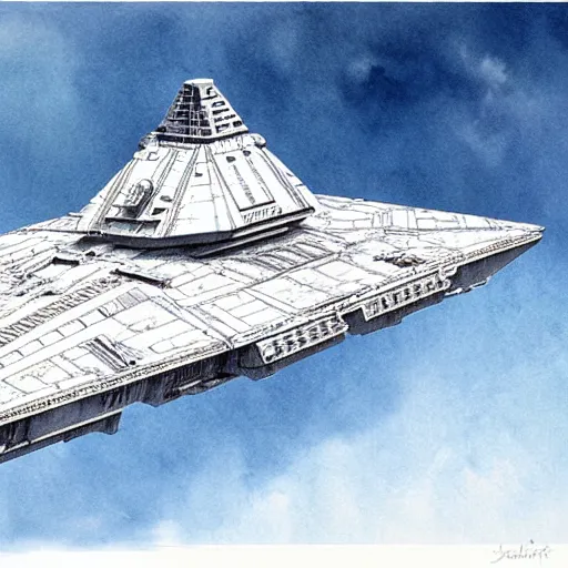 Image similar to design only, white background, symmetry, imperial star destroyer, by jean - baptiste monge