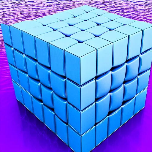 Prompt: 3 d cube render in a vast purple ocean