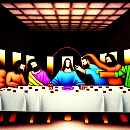 Prompt: the last supper, cyberpunk