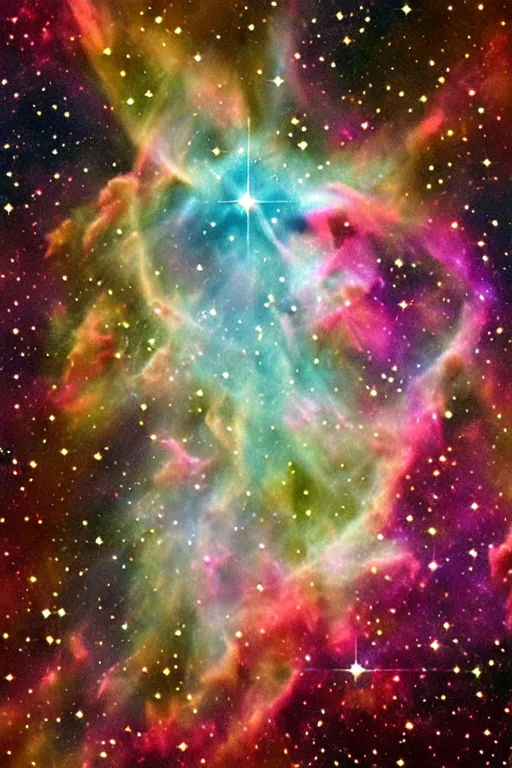 Prompt: detailed nebula forming flower shapes, hubble telescope