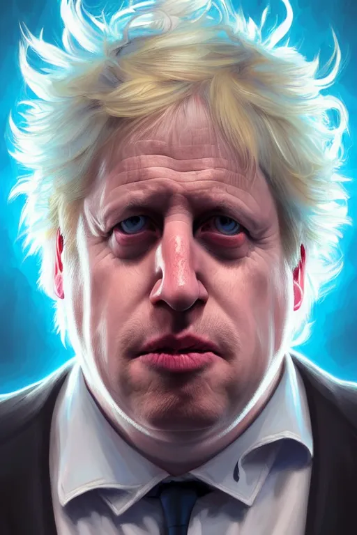 Prompt: Boris Johnson as Rick Sanchez, realistic portrait, symmetrical, highly detailed, digital painting, artstation, concept art, smooth, sharp focus, illustration, cinematic lighting, art by artgerm and greg rutkowski and alphonse mucha