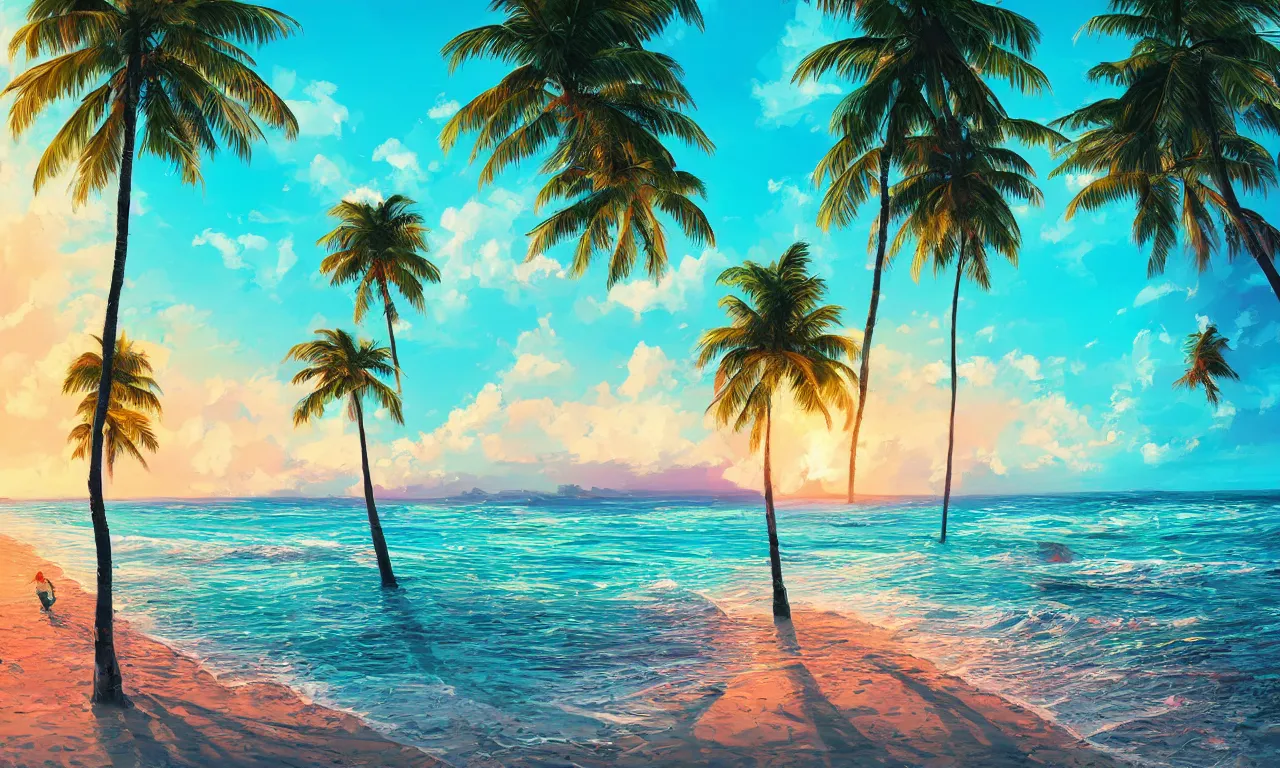 Image similar to paradise beach by alena aenami artworks in 4 k