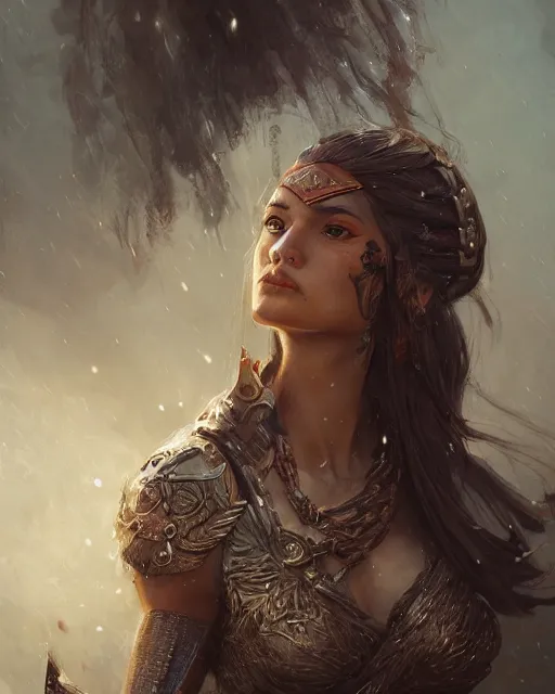 Prompt: A beautiful female warrior posing on a boat, beautiful face, highly detailed face, close-up, fantasy art, in the style of greg rutkowski, illustration, epic, fantasy, intricate, hyper detailed, artstation, concept art, smooth, sharp focus, ray tracing