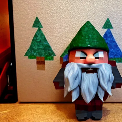 Image similar to a gnome from minecraft