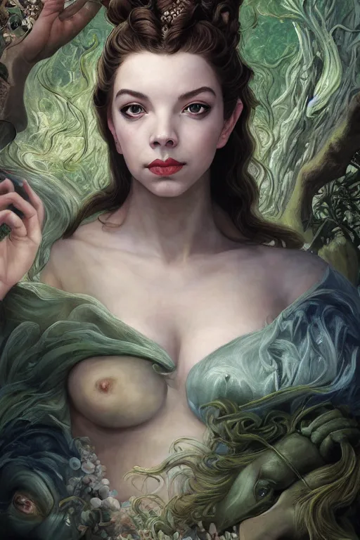 Prompt: A fantasy comic book style portrait painting of Anya Taylor-Joy, hybrid, Sophia Loren, as an Atlantean Reptilian Warrior, François Boucher, Oil Painting, Mystical Valkyrie, unreal 5, DAZ, hyperrealistic, octane render, Regal, Refined, Detailed Digital Art, RPG portrait, William-Adolphe Bouguereau, Michael Cheval, Walt Disney (1937), Steampunk, dynamic lighting, Highly Detailed, Cinematic Lighting, Unreal Engine, 8k, HD