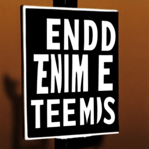 Image similar to 'END TIMES' sign that reads: E N D T I M E S