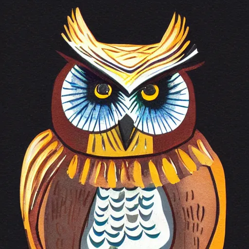 Image similar to owl with pan flute, concept art