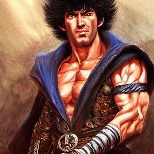 Image similar to Kenshiro as a fantasy D&D character, portrait art by Donato Giancola and James Gurney, digital art, trending on artstation