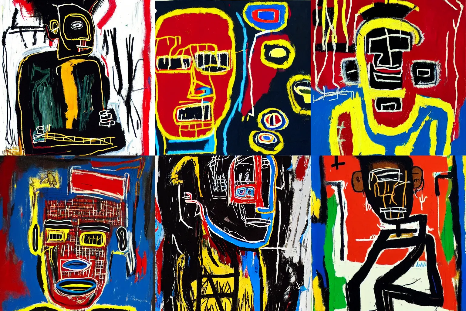 Image similar to painting of an black strong african man by jean-michel basquiat