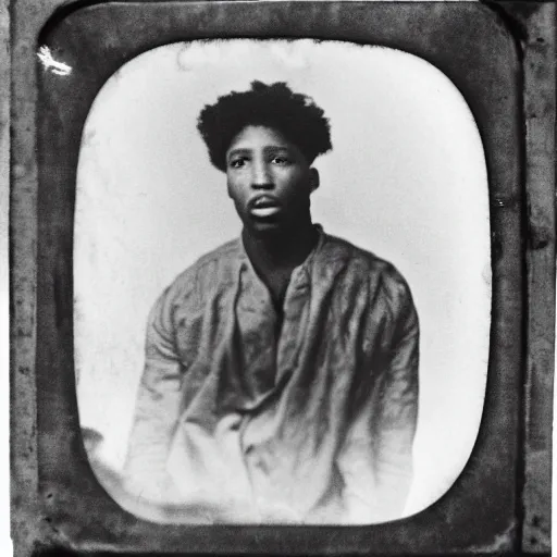 Prompt: a vintage photograph of the Rapper Future by Julia Margaret Cameron, portrait, 40mm lens, shallow depth of field, split lighting