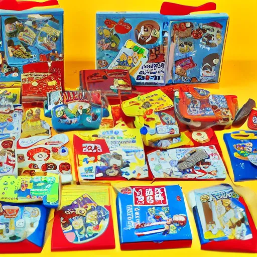 Prompt: collection of Happy Meal toys from WW2-era Japan