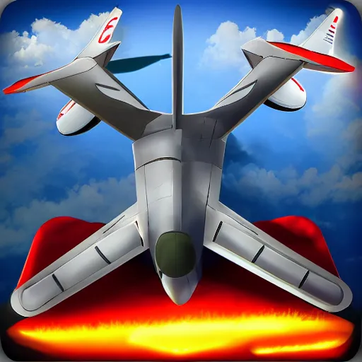 Image similar to app icon for a game, plane flying and letters around it