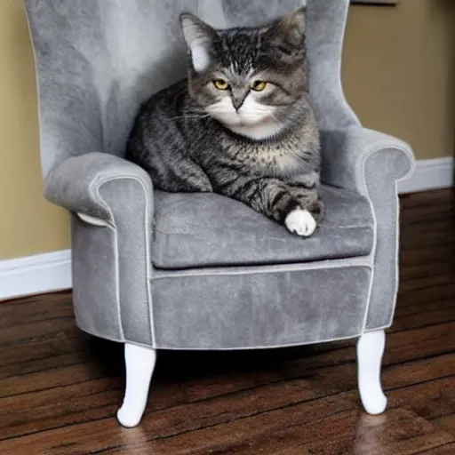 Image similar to a gray chair with a cat on it