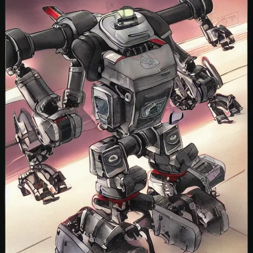 Image similar to masamune shirow and Sergio Bleda and Jérémy Petiqueux and Alex Maleev artwork of a retro robot mecha dog