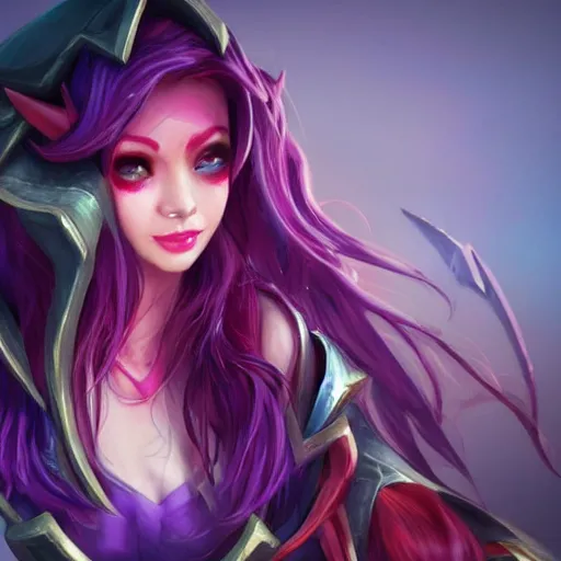 Image similar to league of legends, best friends, kai'sa and xayah, beautiful, laughing, photorealism