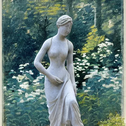 Image similar to by silvestro lega, by lorenz hideyoshi robust, subdued. a sculpture of a beautiful landscape, delicate brushstrokes. peaceful & serene, with a gentle breeze blowing through the trees & flowers. colors are muted & gentle, calm & tranquility. well balanced & harmonious. color & composition, pleasing to the eye & calming to the soul.