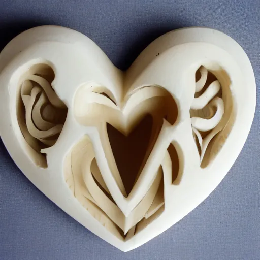 Prompt: anatomically correct heart carved out of ivory, canon 5 d 5 0 mm lens