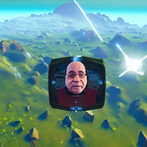 Prompt: an in-game screenshot of Danny Devito in No Man's Sky