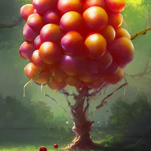 Prompt: tree that looks like fruits, made by stanley artgerm lau, wlop, rossdraws, james jean, andrei riabovitchev, marc simonetti, yoshitaka amano, artstation, cgsociety