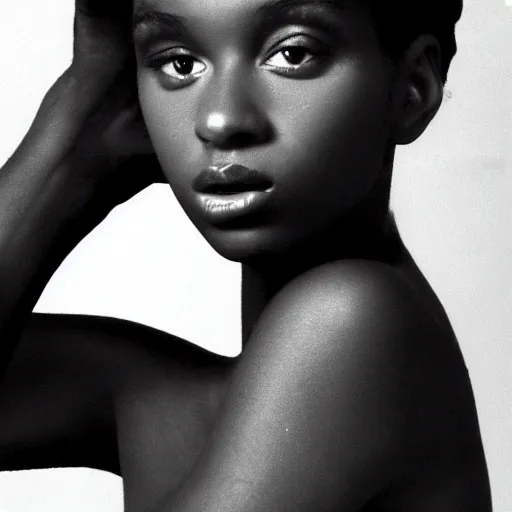 Image similar to photo of a beautiful 1 9 8 7 black young female model