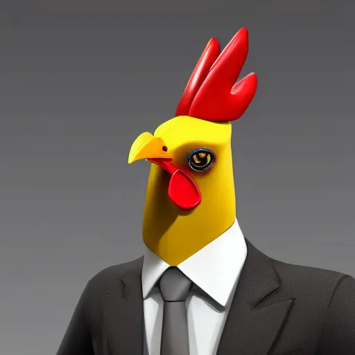 Image similar to a high quality photo of a chicken wearing a suit, 8k, artstation