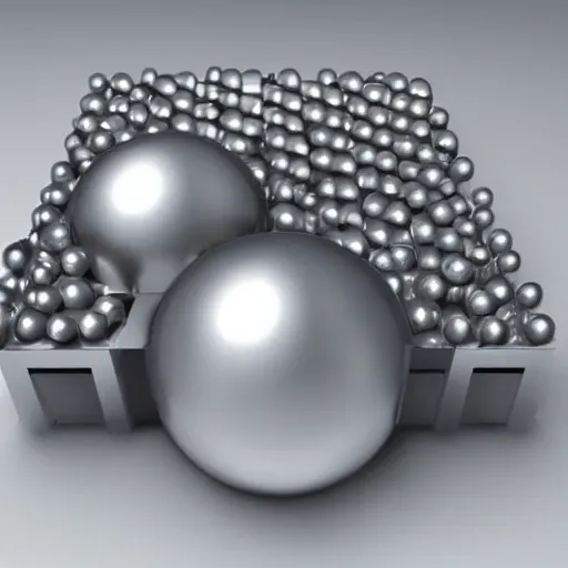 Image similar to cute arrangement of metal spheres in the shape of a cube, professional scientific technical photograph