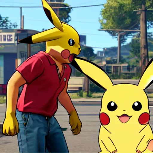 Prompt: pikachu in gta 5