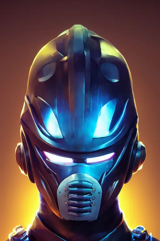 Image similar to epic mask helmet robot ninja portrait stylized as fornite style game design fanart by concept artist gervasio canda, behance hd by jesper ejsing, by rhads, makoto shinkai and lois van baarle, ilya kuvshinov, rossdraws global illumination radiating a glowing aura global illumination ray tracing hdr render in unreal engine 5