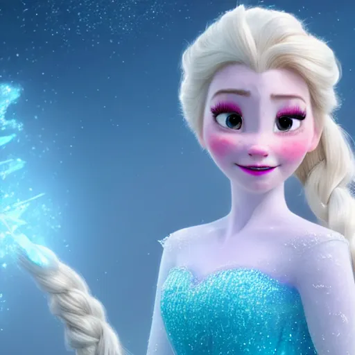 Image similar to belle delphine as elsa in live action disney frozen, 8k resolution, full HD, cinematic lighting, award winning, anatomically correct