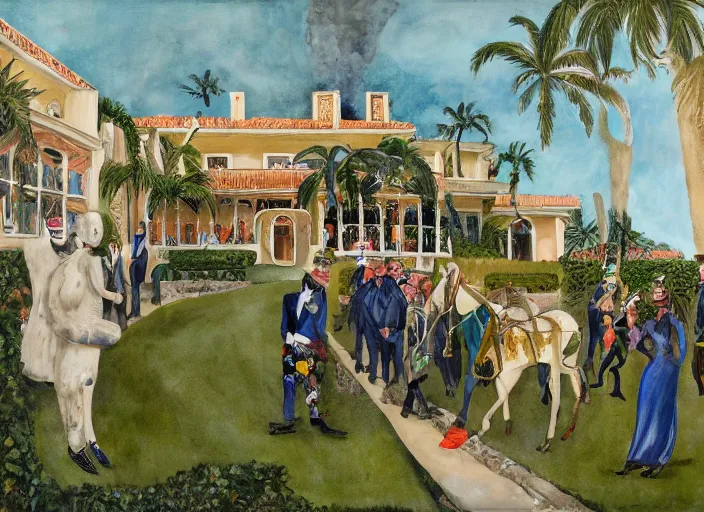 Image similar to Mar-a-Lago estate under siege by otto dix