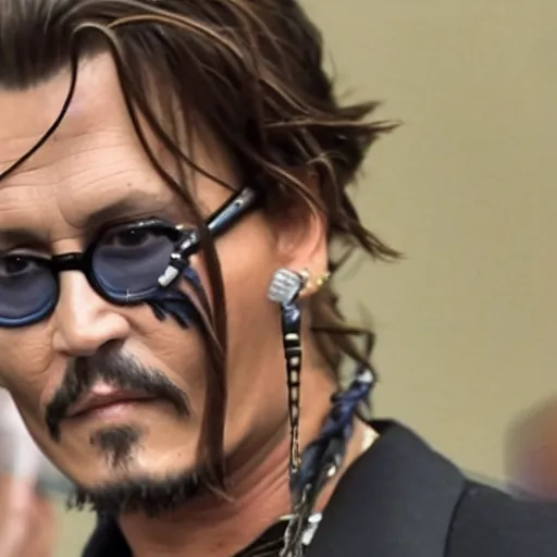 Image similar to johnny depp cheering in court as he wins defamation case, 4 k, photorealistic photography