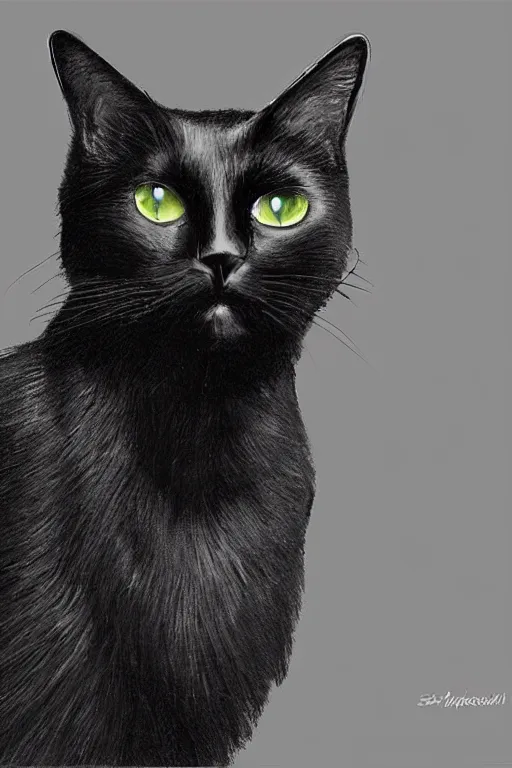 Image similar to a black cat wearing a overcoat portait photo profile picture hyperrealist concept art digital art