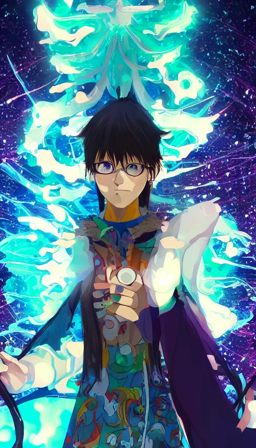 Image similar to portrait of a digital shaman, by gainax co,