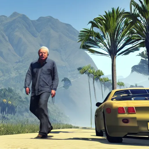 Prompt: david attenborough in grand theft auto 5