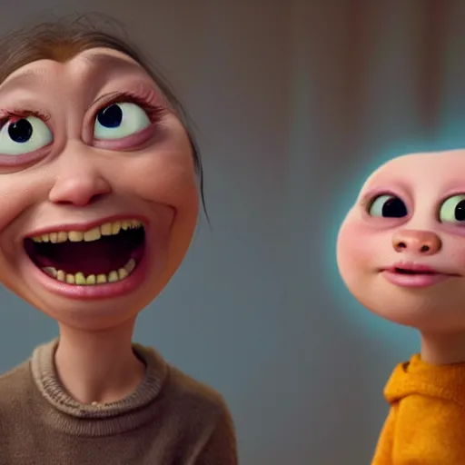 Image similar to very very very ugly woman by Max Kostenko and Bobby Chiu, disney, pixar, MPC, Framestore, character design for animation, uplight, a lineup of characters, big disney eyes, symmetrical eyes, cuteness, 3d render, octane rendered, highly detailed, unreal engine, Trending on Artstation, octane render, 4k, 8k, HD