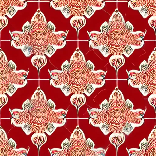 Image similar to vintage seamless wallpaper pattern. floral, colourful, print, design, red background, seamless, tileable, ornament.