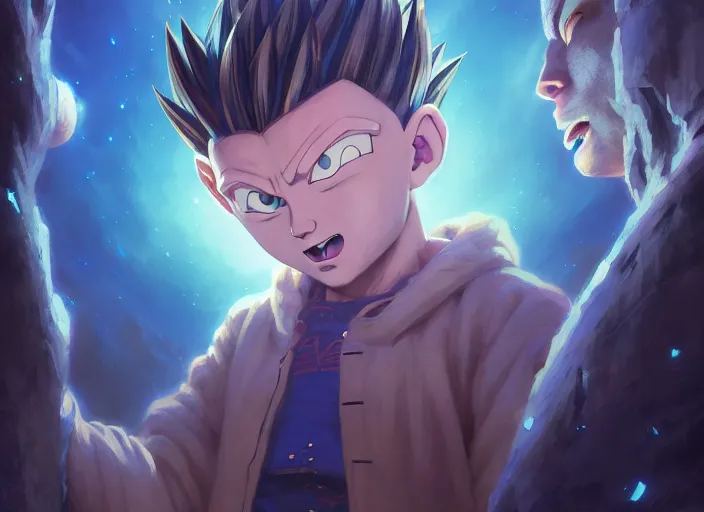 Image similar to highly detailed portrait of zatch bell, in dragon ball, stephen bliss, unreal engine, fantasy art by greg rutkowski, loish, rhads, ferdinand knab, makoto shinkai and lois van baarle, ilya kuvshinov, rossdraws, tom bagshaw, global illumination, radiant light, detailed and intricate environment