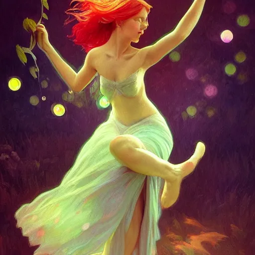 Image similar to A beautiful dancing fairie, cinematic lighting, soft bokeh, fantasy, modern, colourful, highly detailed, digital painting, artstation, deviantart, concept art, sharp focus, illustration, by Edward Hopper and Rene Magritte and Alphonse Mucha