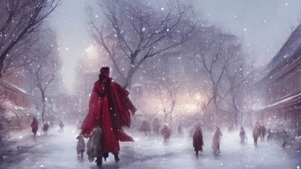 Image similar to winter in Peking ,by Charlie Bowater, by Greg Rutkowski