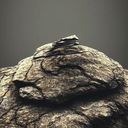 Prompt: a rock hallucinating on psychodelics, no text, rendered with octane, hyper realistic, hyper detailed, 8k