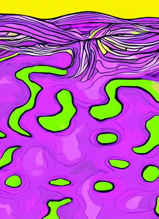 Image similar to purple island made from paint cartoon app background artwork, digital art, award winning