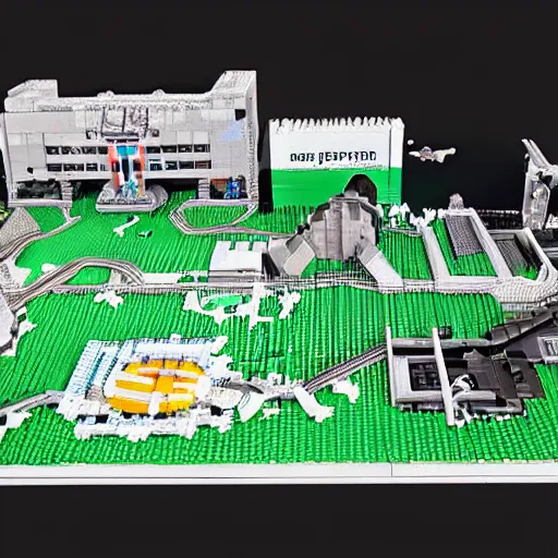 Image similar to the jeffery epstein, lego play - set, concept art